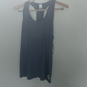 Reebok Slim Moisture Management Blue Indigo Heather Open Back Athletic Tank Top